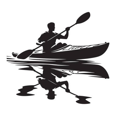 Su Sporları için Kano Silueti Vektör İllüstrasyonuName