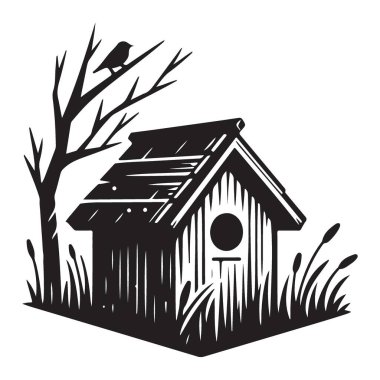 Kırsal Kuş Evi Silueti Çizimi Kuş Sevenler İçin Bahçe Estetiğini Geliştiriyor