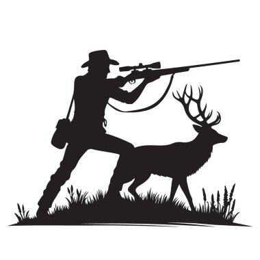 Siluet Avcısı Açık Hava Hevesleri İçin Geyik Grafiği Hedefliyor