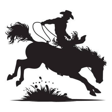Siluet Kovboy, Vahşi Vahşi Vahşi Vahşi Vahşi Vahşi Vahşi Vahşi Vahşi Batı Çizimleri Sürüyor.