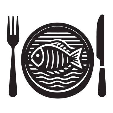 Tabak Siluetindeki Balık Yemek Resimlerini Yemeye Hazır