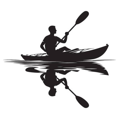 Kano silueti tasviri Su Sporu aktivitelerinin tadını çıkartıyor Açık havada tatil