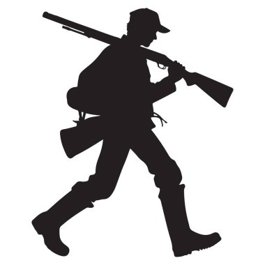 Avcı Silueti Avlanma Maceraları İçin Tüfek Vektör Resmini Taşıyor