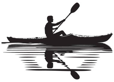 Kanocu Siluet Vektör Görüntü Kürek Çeken Su Macerası