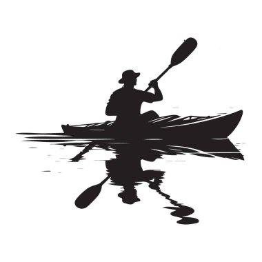 Kano Silueti Vektör Sanatı Huzurlu Su Yansımalarının Tadını Çıkartıyor