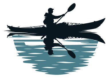 Açık Hava Hevesleri İçin Su Üzerinde Kano Macerası Silueti
