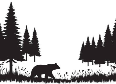 Vahşi doğa Ormanda Dolaşan Ayının Silüeti ile Karşılaşıyor