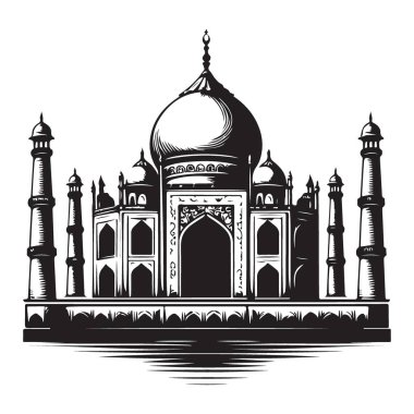 Zarif Taj Mahal siluet vektörü ünlü mimari eser tasarımı