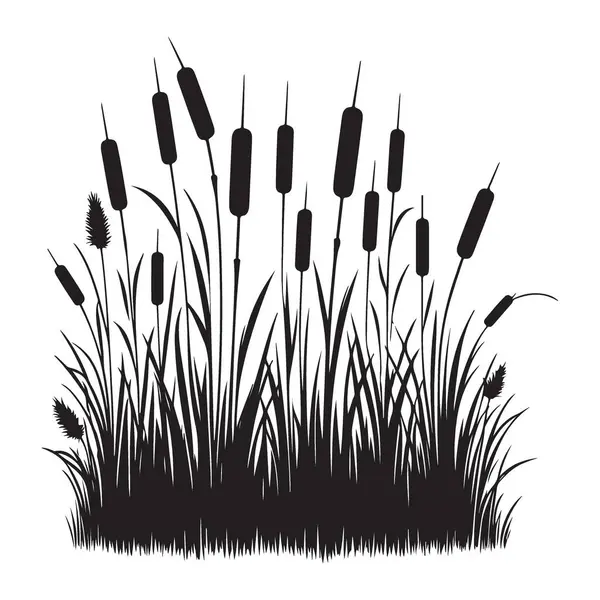 Su Vektörü Grafik Tasarımı 'ndan Siluet Kuyrukları ve Çimenler