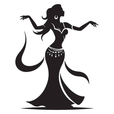 Sanatsal illüstrasyon tarzında siluet dansçı vektör tasarımı