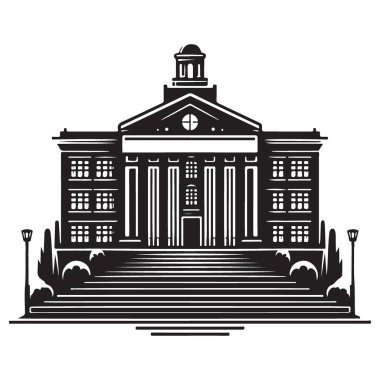 Sütunları ve Merdiven Resimleriyle Görkemli Bina Silueti