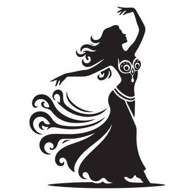 Göbek Dansçısı Siluet Vektör İllüstrasyon Zarif Dans Pozu