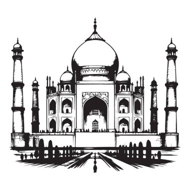 Muhteşem Siluet Taj Mahal Karmaşık Dünya Mimarisi Anıtı