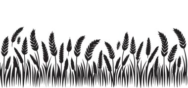 Buğday tarlası çizimi silueti tarımsal temalı grafik tasarımı için mükemmeldir