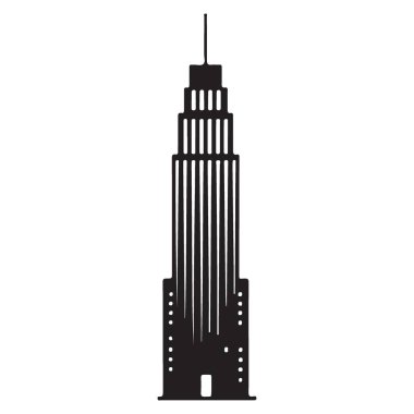 Spire Feature ile Tek Uzun Bina İllüstrasyonu Modern Mimari