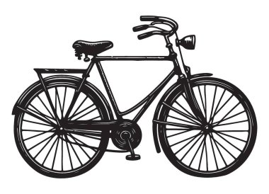 Klasik tasarım ve detaylar içeren klasik bisiklet silueti çizimi