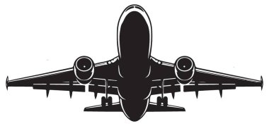 Seyahat Tasarımları için Uçak Önü Görünümü Vektör Silueti ResmiComment