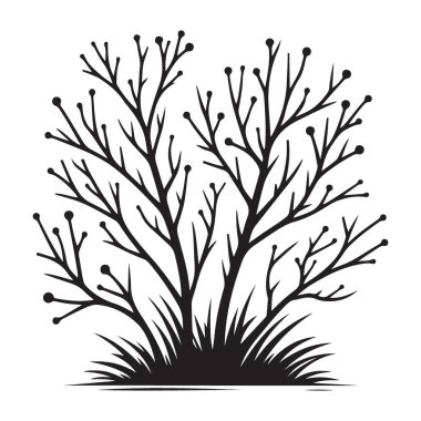 Siluet Bush ve Berry Vektör İllüstrasyon Doğal Bitki Tasarımı