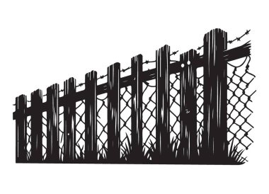Güvenlik için Dikenli Tel Tel Tel Siluet Vektör İlülasyonu
