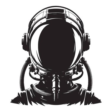 Uzay Giysisi Elementleri ile Detaylı Astronot Miğferi Vektör İllüstrasyonu