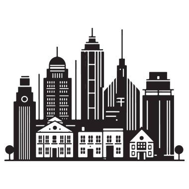 Modern Şehir Manzarası Skyline Resimlerinde Binalar ve Evler