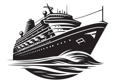 Manzaralı ufuk manzaralı bir gemi okyanusta seyrediyor.