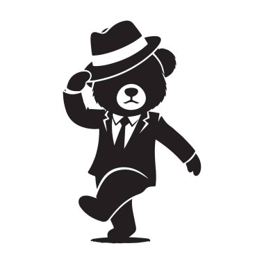 Creative Business Design için Takım Elbise Vektörü İllüstrasyonunda Siluet Ayı