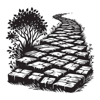 Bahçe ve Peyzaj Tasarımı için Taş Yol Vektör İllüstrasyonu