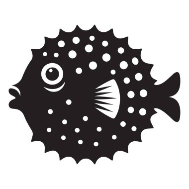 Kirpi balığı çizimi siyah beyaz tehlikeli deniz yaşam vektör tasarımı