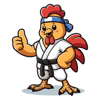 Saç bandı ve siyah kuşakla Karate Ustası Çizgi Filmi