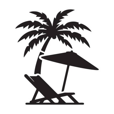 Plaj Sandalyesi Rahatlatıcı Tatil Vektörlü Siluet Palmiye Ağacı