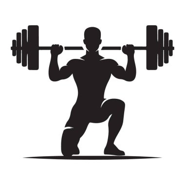 Silüet halterci halter dayanıklılığı eğitimiyle hamlelerini gerçekleştiriyor