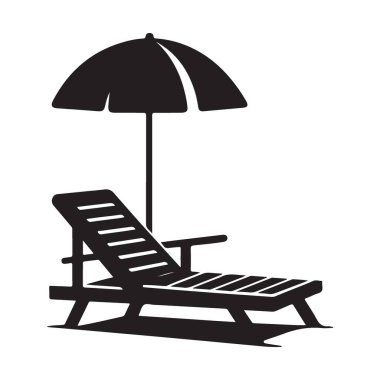 Yaz tatili siluetiyle plaj sandalyesini dinlendiriyorum.