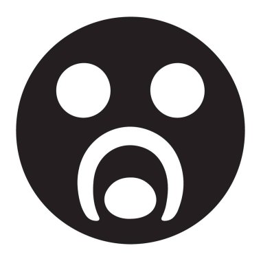Üzücü Yüz Emoji Siluet Dijital İletişim için Vektör İllüstrasyonu
