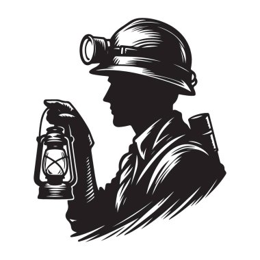 Kömür Madencisi Silüeti Resimlendirmesi Sıkı Çalışmayı ve Kararlılığı simgeliyor