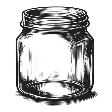 Vintage Boş Cam Jar Vektör İllüstrasyon Sanatı