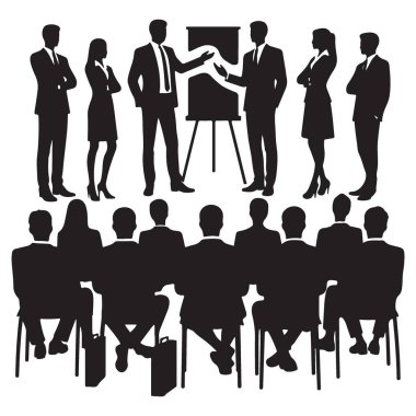 Siluet İş Sunumu Seyirci Vektörü Grafik Tasarımı Konferansı