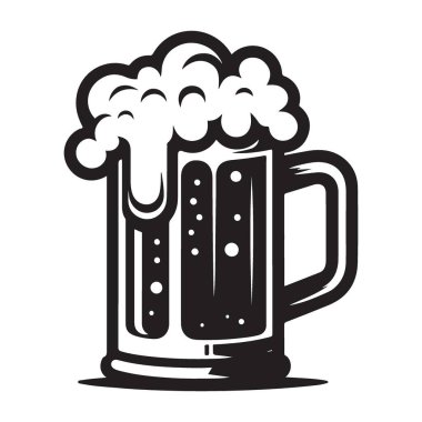 Siluet Bira Kupasını Köpük Kabarcıkları Vektör İllüstrasyonuyla Tazeleyici
