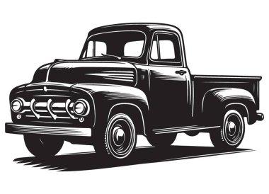Klasik Ford Pickup Kamyonet İllüstrasyon Klasik Araba Grafik Tasarımı