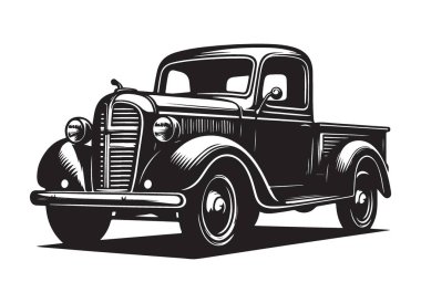 Otomotiv Hırsları ve Tasarımcıları için Klasik Kamyonet İllüstrasyonu