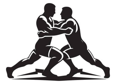 Güreşçi Siluet Çizimi İki Güreşçi Güreşçi Birlikte Güçlü