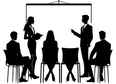 Şirket Başarı İçin Takım Çalışması ve Profesyonelliği ile İş Sunumu Silueti