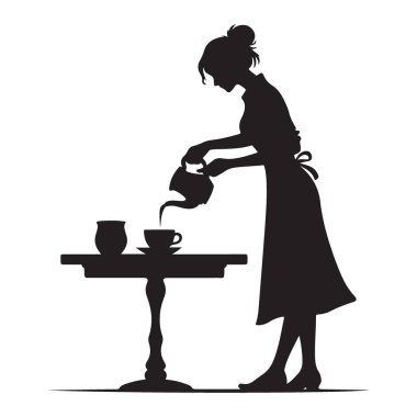 Rahatlatıcı ve sakin anlar için Çay İçen Kadın Silueti