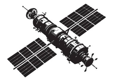 Uzay Keşfi için Uzay Vektörü Silüeti Detaylı Uydu