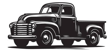 Klasik Vintage Truck Illustration Otomotiv Ulaşım ve Nostalji