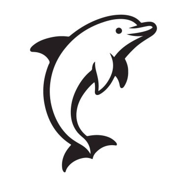 Yunus Silueti Sıçrayan Vektör Çizimi Deniz Hayvanı Sanatı