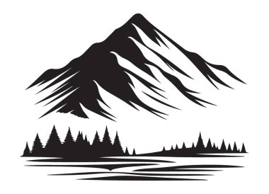 Açık Hava Maceraları için Manzaralı Dağ Manzarası Vektörü İllüstrasyonu