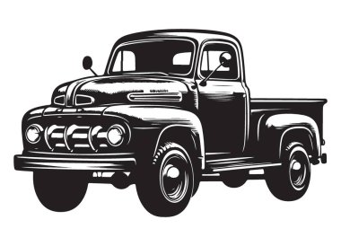 Klasik Otomotiv Tasarımları için Klasik Siluet Kamyonu İllüstrasyonu