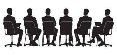 İş Adamları Siluet Vektörü İllüstrasyonunda Oturuyor