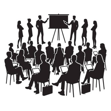 Mesleki Olaylar için İş Eğitimi Konferansı Silüet Çizim Vektörü